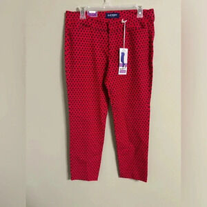 Old Navy Diva Pants Red Navy Floral Dots New NWT Size 8 Skinny Ankle Stretch